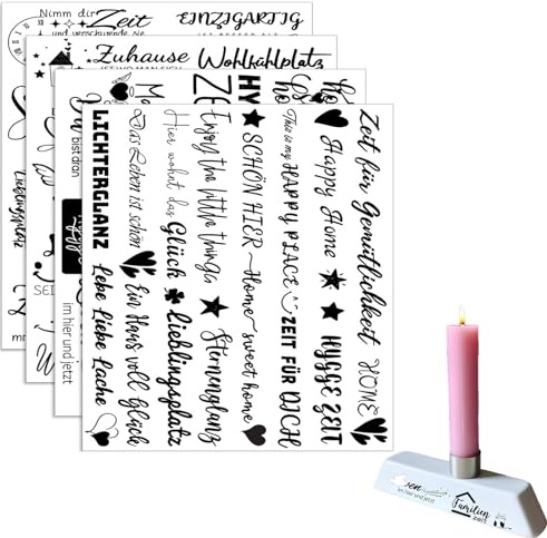 Hsupez 4 Stück Rub on Sticker Transfers, Kreative Aufkleber und Transfers, Sprüche für Raysin Keraflott Möbel Glas Holz DIY Deko Rub on Folie Rubons Aufkleber HOME, Verschönern Sie Ihre Welt, Q172