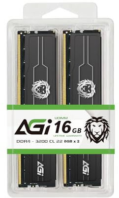 AGI UD138 16Go (2x8Go) Kit RAM DDR4 UDIMM 3200MHz 288 Broches pour PC | Fréquence 3200 MHz, latence CL22, Non-ECC. Module de mémoire vive haute performance compatible avec ordinateur de bureau