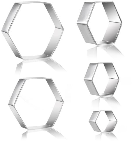 JJUNW Juego de 5 cortadores de galletas hexagonales, 5 tamaños, de acero inoxidable, geométricos, cortadores de galletas para sándwiches de galletas