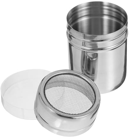 GARVALON Coffee Sieve Cocoa Flour Shaker Duster Cinnamon Shaker Cappuccino Latte Chocolate Shaker Coffee Sifter Sprinkler Dredgers Shaker Duster with Lid Sugar Shaker Silver Stainless Steel