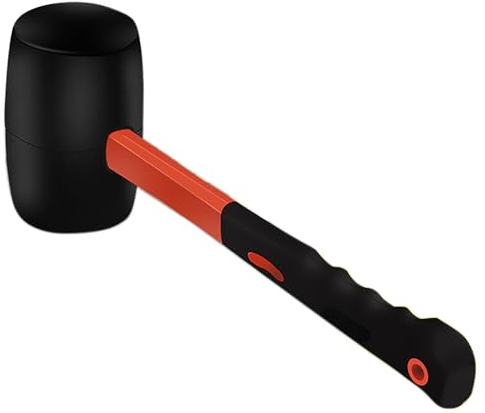Martello in gomma con manico in fibra ammortizzante, 450 ml, per campeggio, installazione a pavimento, pali per tende, decorazione della casa e lavorazione del legno (450 ml)