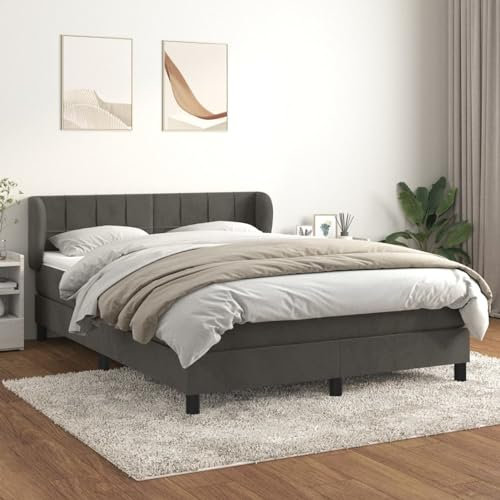 Iiaky Boxspringbett mit Matratze Betten Matratze Bett Mit Matratze Boxspringbett Mit Bettkasten Dunkelgrau 140x200 cm Samt - 3127494