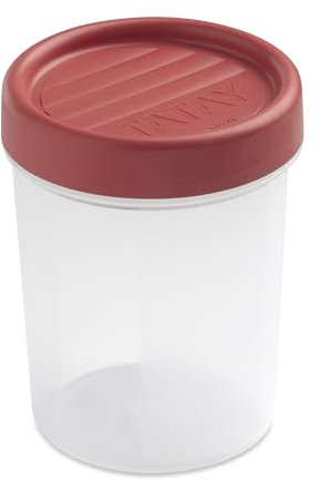 TATAY Contenitore per alimenti con chiusura a vite, rotonda, 0,4 L, in plastica, 8,5 x 8,5 x 11,5 cm, Plastica, Rosso mirtillo, 0.4L