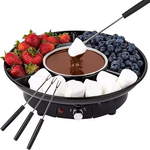Chocolate Fondue Maker, Chocolate Fondue Kit with 4 Steel Forks, Electric Chocolate Melting Fondue Pot Set, Temperature Control, Electric Chocolate Fountain Machine for Chocolate Melts Cheese Melts