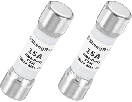 QUARKZMAN 2er Packung Glas Sicherung 15A, Träge Feinsicherung 10X38mm Zeitverzögerungssicherung 600V AC für DIY-Inverter-Schaltkreisplatine