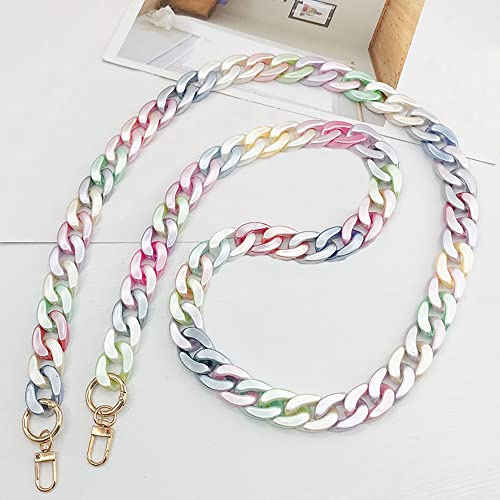 Anevous Acryl Taschenkette 120cm, Tasche Griffe Kette, Schulterriemen Kettenriemen, Flach Kette Riemen, Ersatz Trageriemen für Damen DIY Taschen Handtaschen Umhängetasche,Bunt