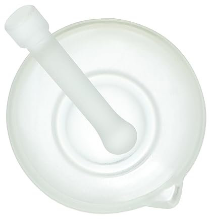 PRETYZOOM Ciotola Per Macinare Vetro 90mm Con Asta Di Rettifica Professionale Per Spezie e Medicine, Pestello Stabile Con Fondo Piatto Per Cucina e Farmacia
