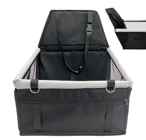 Dog Car Seats for Small Dogs - Waterproof Oxford Cloth Dog Carrier with Storage Pocket, Mesh Window | Cat Travel Accessories, Washable Puppy Travel Safety Bed with Seatbelt for Small Pets