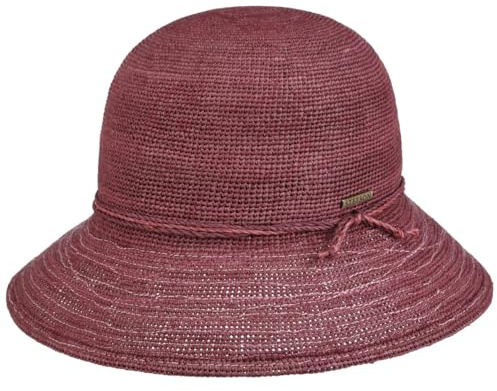 Stetson Crochet Glockenhut Raffia Damen Sonnenhut Strohhut Himbeerrot L (58-59 cm)