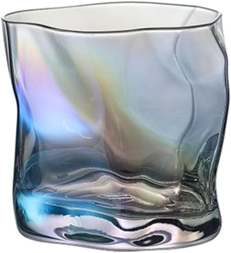 QMOWIZ Bicchieri Whisky Bicchiere da Vino Creativo Bicchiere da Whisky in Cristallo Bicchiere da Cocktail Quadrato da 280 ml/9,5 Once Tazze da Colazione
