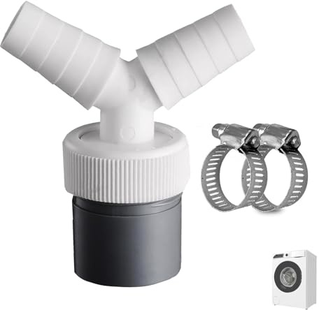 Washing Machine Drain Double Connection Washing Machine Drain Adapter 1 1/4 mm Y Adapter with Outlet for Pipe 40 mm and Input Diameter 18-24 mm Set for Dishwasher Garden Hoses