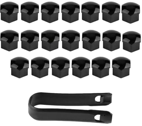 JEYORZY 20 pcs Copridado Ruota 17mm, Copri Bulloni Ruota Universali, Copridadi Bullone Ruota, Copridadi Ruota, Tappi Ruote Auto, Copridadi Esagonali per Pneumatici con 1 Strumenti di Rimozione, nero