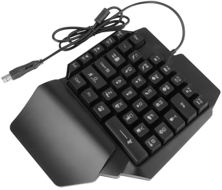 POPETPOP Clavier Mécanique Gamer Main pour Gaucher, Rétroéclairé RGB, Compact et Portable, Ergonomique pour Jeux PC et Ordinateur Portable, Couleur Noire