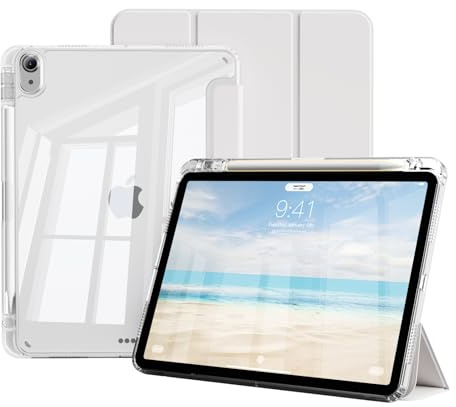 JKSML Transparente Hülle für iPad Air 11 Zoll M4/M3/M2 (2026/2025/2024) & iPad Air 5./4. Gen 10.9 Zoll (2022/2020) mit Stifthalter – Unterstützt Pencil 2. Gen Aufladung, Auto-Schlaf/Weck,Grau