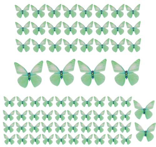 Ieron 72 Adornos De Mariposa para Cupcakes, Oblea De Papel, Adorables Decoraciones para Tartas De Mariposas para Bodas O Fiestas De Cumpleaños, Color Verde