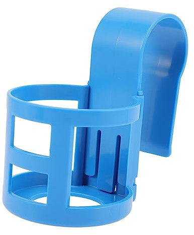 Toyvian Portavasos para Piscinas Elevadas Clip Antiderrames para Barra Redonda, Accesorio Ligero de Plástico Azul, Soporte Resistente para Bebidas Junto a Piscina y Jardín