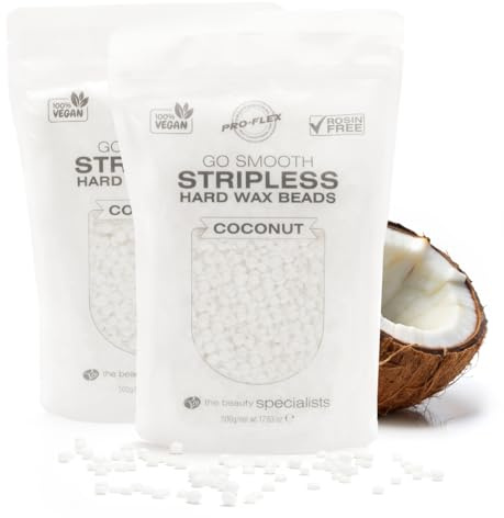 Rio Go Smooth Hard Wax Beads - 1000g, Stripless Depilatory Waxing, No Strip Needed, Full Body, Face & Bikini Line Stripless Beads, Rosin Free - Coconut (2 x 500g)