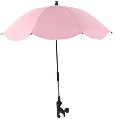 Harilla Sombrilla con Clip para Cochecito, Silla de Playa, Sombrilla de Moda, Sombrilla para Plantas, para Jardín, Actividades de Verano Al Aire Libre, Rosa