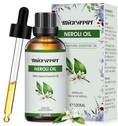 Migcaput eterisk neroliolja 100 ml, naturliga rena doftoljor Neroli Essential oljor för diffuser, luftfuktare, aromaterapi, ljustillverkning