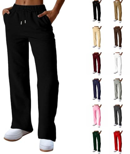 Jogging Bottoms for Women Womens Cargo Trousers Baggy Joggers Size 14 Women Casual Jogging Bottoms Wide Leg Lounge Sweatpants Elastic Drawstring Petite Wide Leg Trousers Short Pants Tracksuits Black