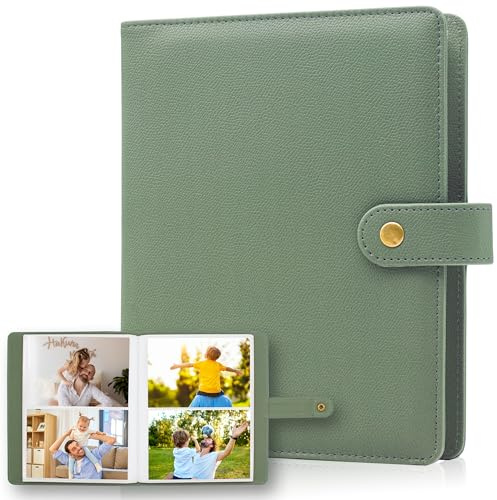 Álbumes de fotos de 6 x 4 pulgadas, 152 bolsillos, cubierta de piel sintética, gran capacidad, imagen para familia, boda, aniversario, bebé, vacaciones (verde)