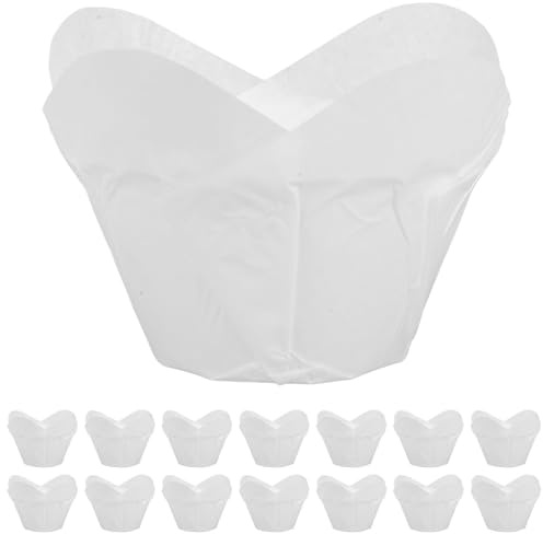 OSALADI 200 Caissettes à Muffins en Papier Sulfurisé Lotus Taille Moyenne Résistantes à la Graisse Blanches Moules à Cupcakes Écologiques pour Cuisson Pâtisserie Anniversaires et