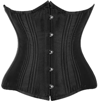 SNGUOQ plusstorlek svart midjetränare för kvinnor kort formare spiral stålbenad korsett för rollspel och fester, En färg, 6XL