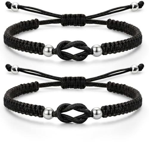 2 Stück Freundschaftsarmbänder Knoten Armband Damen, Partner Armbänder