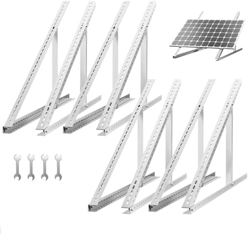 8 Stück Solarpanel Halterung 114cm 45in für 2 100W-600W Solarmodul, 0-90° Verstellbar PV Aufständerung Balkonkraftwerk Halterung Solarpanel Flachdach, inkl. Schrauben & Montage Anleitung