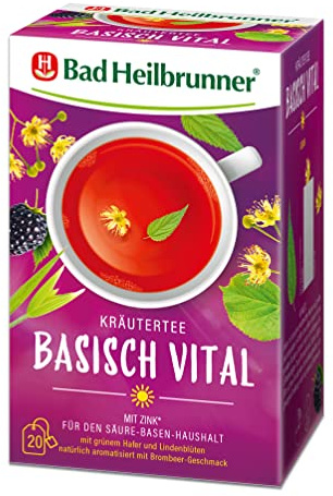 Bad Heilbrunner Basisch Vital Tee im Filterbeutel, 6er Pack (6 x 20 Filterbeutel)