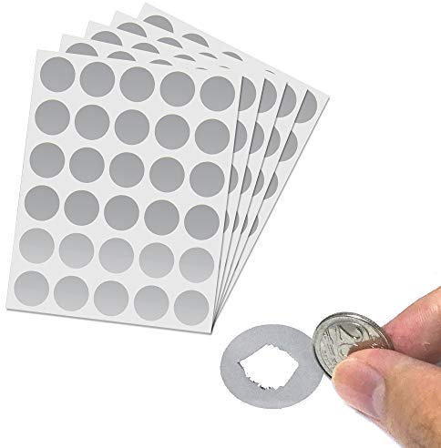 150 piezas, 25mm, Tarjeta Rasca Pegatinas, Scratch Sticker - Plata Circulo