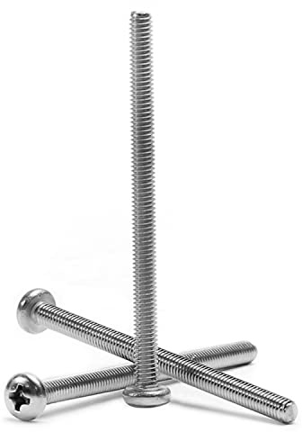 MroMax M4 x 60 mm Maschinenschrauben, Kreuzschlitzschraube, 304 Edelstahl, Silbergrau, 30 Stück