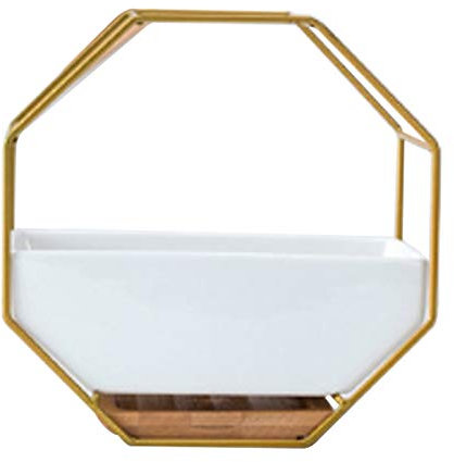 Koomiao Wandvasen Deko Blumenvase Wand Keramik/Metall / Bambus Pflanzentopf Übertopf für Zimmerpflanzen Sukkulenten Luftpflanzen Kakteen Kunstpflanzen und Mehr (Golden)