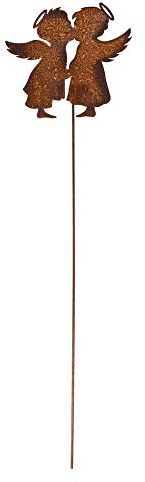 Rost Gartenstecker küssende Engel 121 cm Edelrost Gartendeko aus Metall