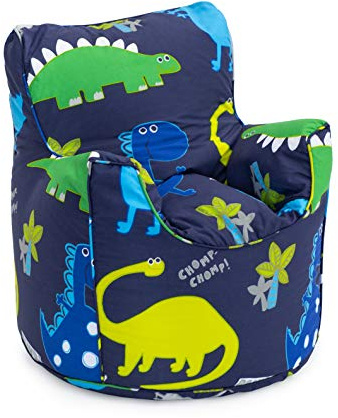 Ready Steady Bed Sillón para niños | Muebles cómodos para niños | Sillón Suave para Sala de Juegos con Asiento Seguro para niños | Puf de diseño ergonómico (Dino Dark)