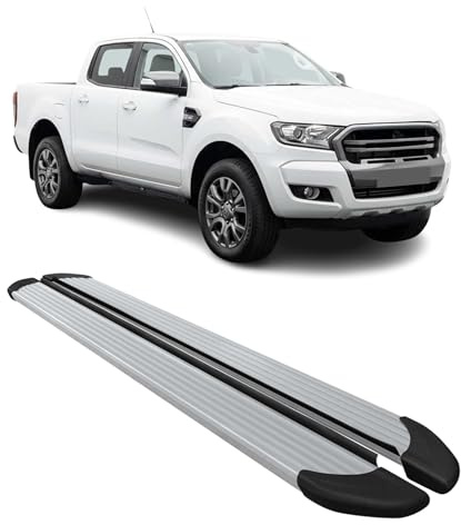 OMAC Trittbretter für Ford Ranger Double Cab 2012-2022 Aluminium Silber | Seitenschweller, fahrzeugspezifische Passform