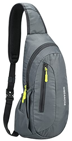PivotWing Sling Bags for Men Women Small Backpack Rucksack Crossbody Shoulder One Strap Side Bag for Dog Walking Hiking Travel Cycling Gym Mens Cross Body Sling Chest Bag, Light Gray