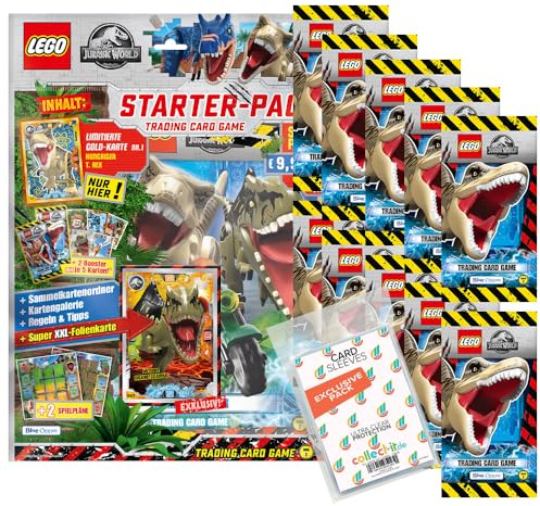 Bundle mit LEGO Jurassic World Trading Cards - Serie 2-1 Starter + 10 Booster + Exklusive Collect-it Hüllen