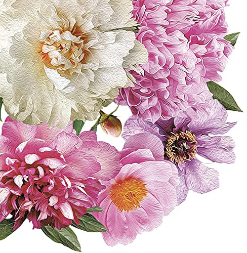 Maki 3-Ply Flowery Tissue Paper Napkins Serviettes for Decoupage Lunch 33cm x 33cm - Pack of 20 (Blooming Peonies)
