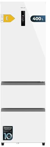 Cecotec Kühlschrank French Door 400 L Bolero Coolmarket Combi Fd 400 White Glass E. Kühlschrank mit Total NoFrost System, Multi Airflow Kältezirkulation und leisen Inverter-Kompressor