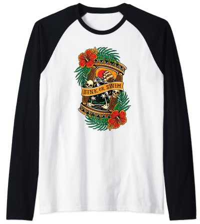 American Traditional Tattoo Old School Flash Skull Sanduhr Raglan