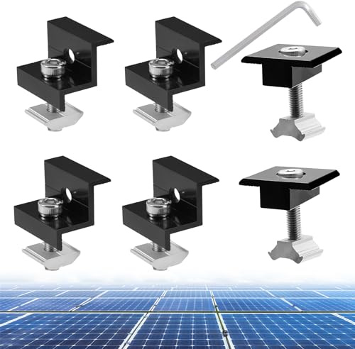 Coomoors Solarpanel Halterung Kit, 4 Z-Halter + 2 Klemmen, 30-35mm Schwarz | Für alle 30-35mm Module,Kompatibel mit Balkonkraftwerk, Flachdach und Ziegeldach – universell flexibel einsetzbar windstabil