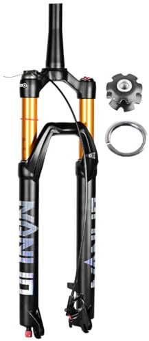 FukkeR Fahrrad Federgabel 26 27.5 29 Zoll Dämpfungs 1-1/8'' MTB Mountainbike Federung Luftgabel Hub 120mm Schnellspanner QR 100×9mm Manuelle Fernverriegelung (Color : Black Remote, Size : 29inch)