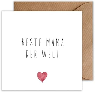 WBdesignz Muttertag Karte mit Umschlag - minimalistische Karte - zum Geburtstag Glückwunschkarte, Danksagung, Wertschätzung - für Mütter, Mama, Familie (125 x 125 mm)