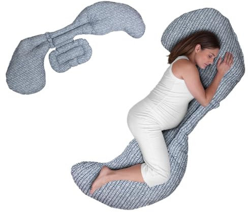 Boppy Cuscino Gravidanza Supporto Total Body Modulabile Blu, Cuscino Confortevole, Garantisce Supporto Per il Corpo, Favorisce Posizione Laterale, 3 Parti per Ogni Esigenza, Lavabile in Lavatrice