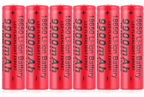 Pilas recargables de 3,7 V, batería de 9900 mAh, baterías de alta capacidad para lámpara frontal LED, mando a distancia (6 unidades)