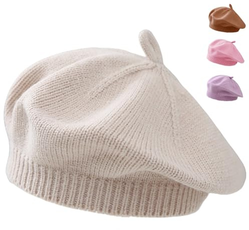 Yaopelky Baby Barett Hut Kleinkind Mädchen Herbst Winter Warm Beanie Mütze kleines Mädchen Französisch Künstler Strickmütze für 0-12 Monate (DE/NL/SE/PL, Alter, 0 Monate, 12 Monate, Beige)