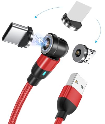 BITHAI Cable de carga magnético 0,5 m cable USB C magnético 360 & 180 cable giratorio para micro USB/tipo C/i producto dispositivo