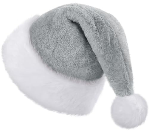 KONVINIT Weihnachtsmütze Weihnachtsmann Mütze Plüsche Nikolausmütze Warm and Dicker Santa Mütze Weihnachtshut für Erwachsener