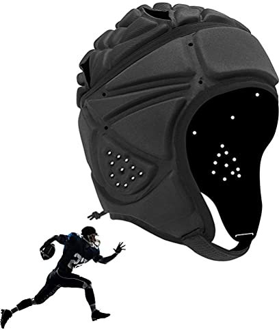 Weicher Fußballhelm, Kopfschutz für Fußball, Weicher Kopfschutz, Atmungsaktiver, Stoßfester Sporthelm für Jugendliche und Erwachsene, Geeignet für Verschiedene (Black)